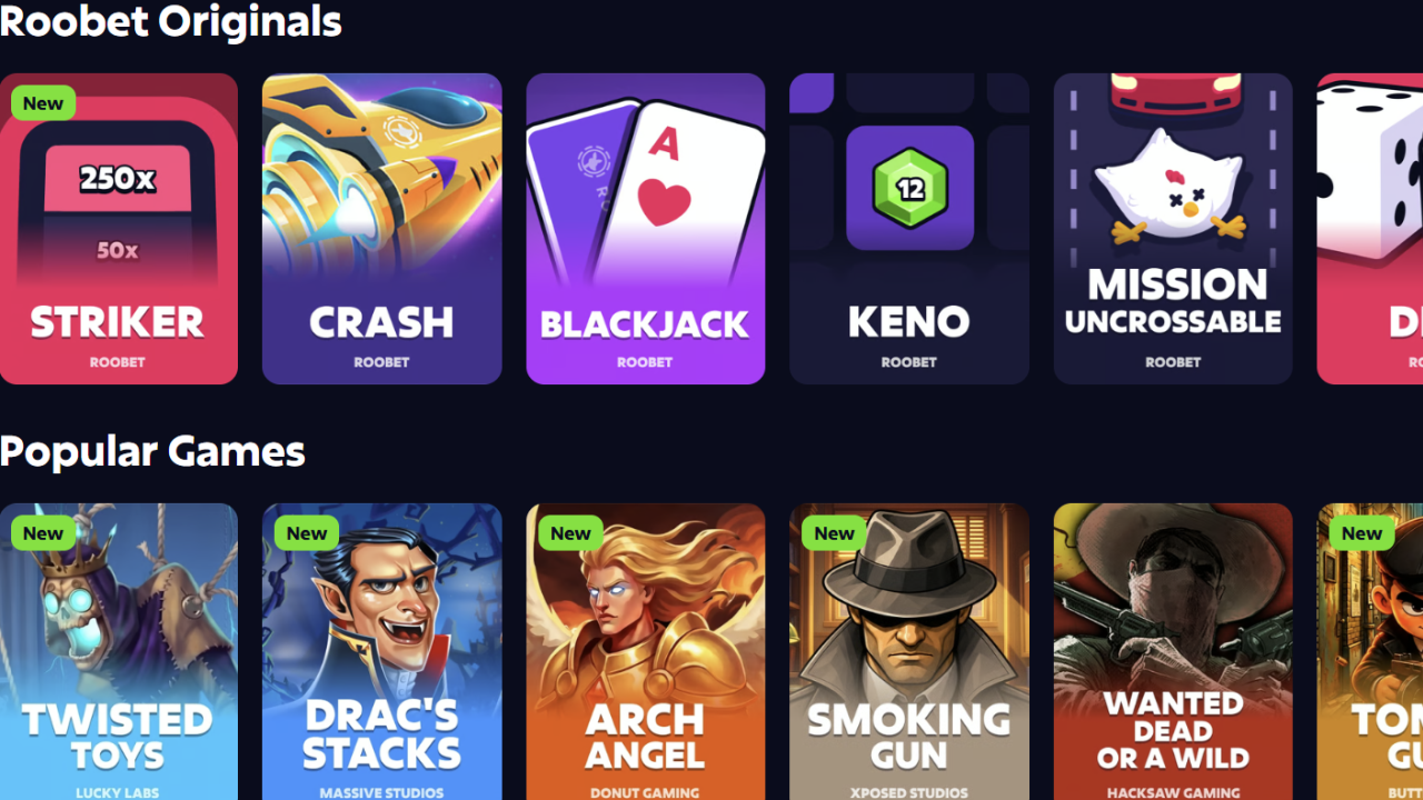 Roobet casino games